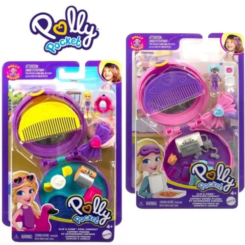 Polly Pocket Micro Clip szépség játékkészlet babával és fésűvel