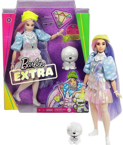 Barbie EXTRA baba 2. csillogó megjelenésben,kiegészítőkkel és kölyök kutyussal